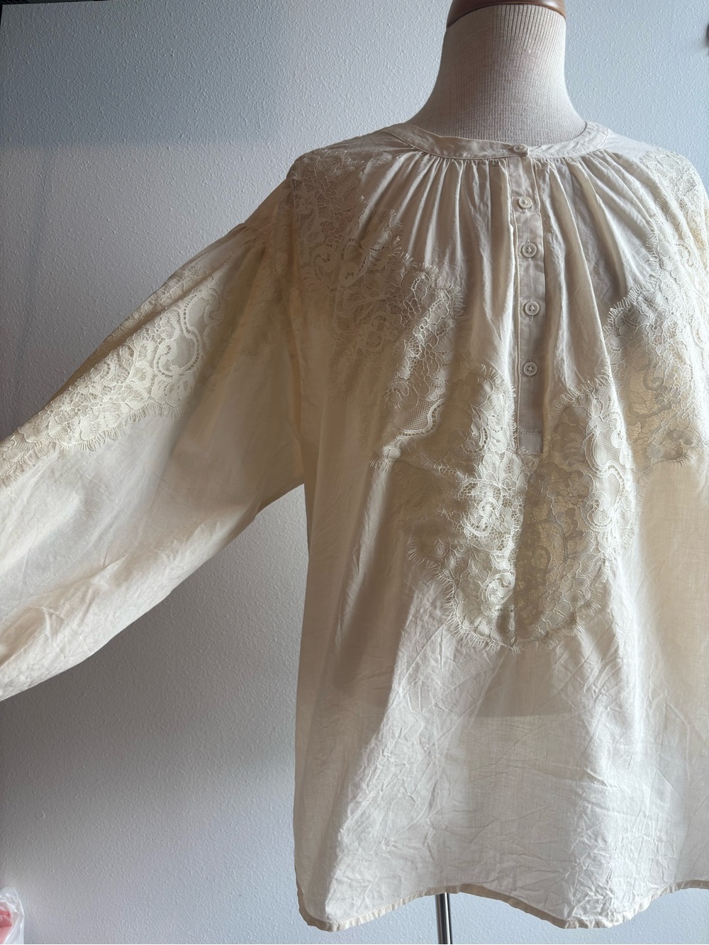 Vince Camuto 1X Cream 100% Cotton Lace Detail Blouse - Picture 4 of 8